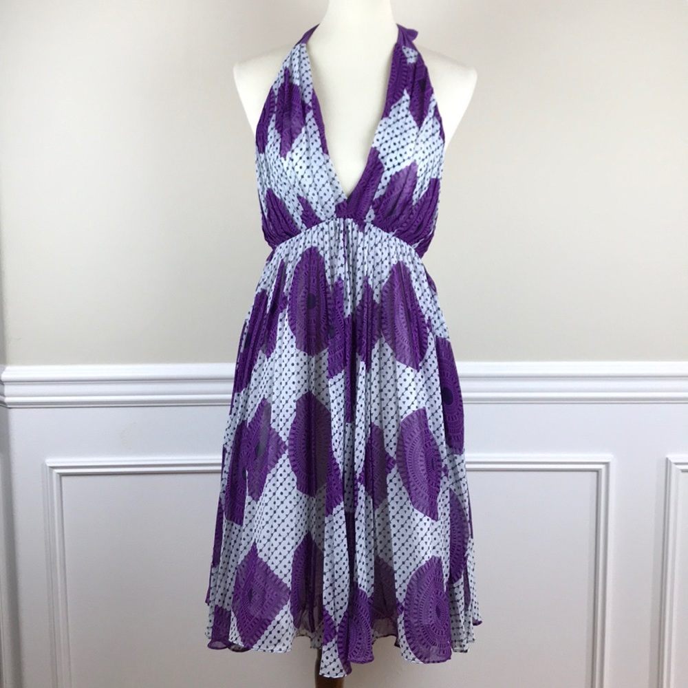 Jealous Tomato | Purple Printed Halter Sundress